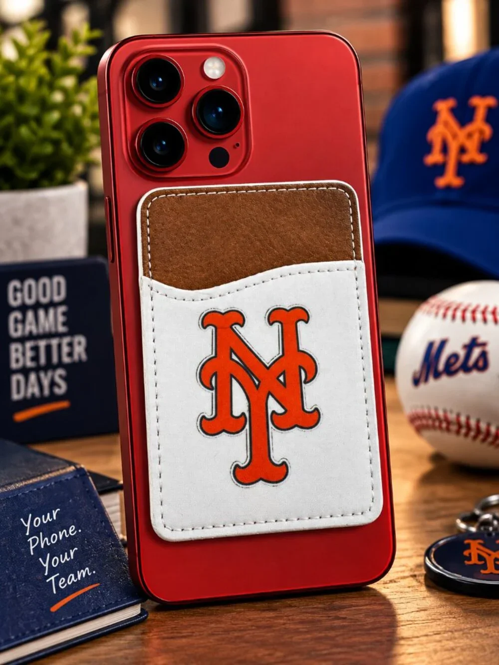 New York Mets Phone Wallet, Stick-On Card Holder for Smartphones